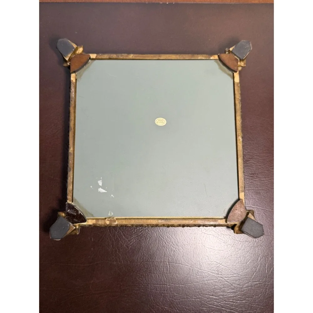 Vintage Ornate Mirrored Vanity Tray Champagne Gold Footed Perfume Jewelry Decor